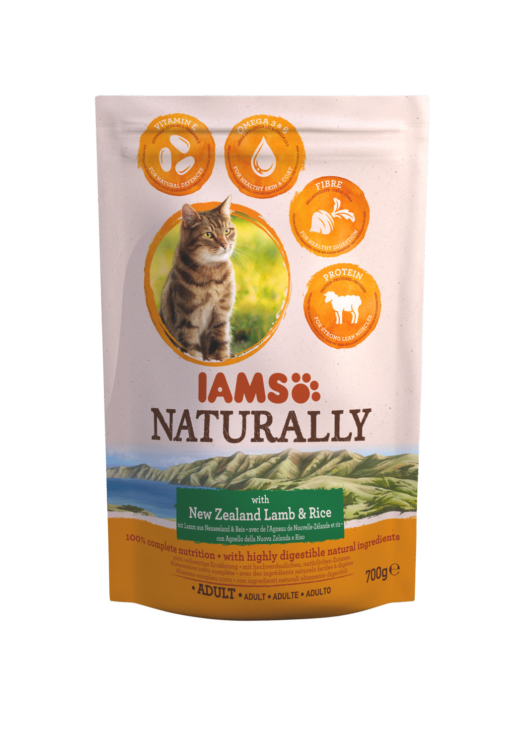 Iams Naturally Cat Adult Lam&Rijst - Kattenvoer - 700 g