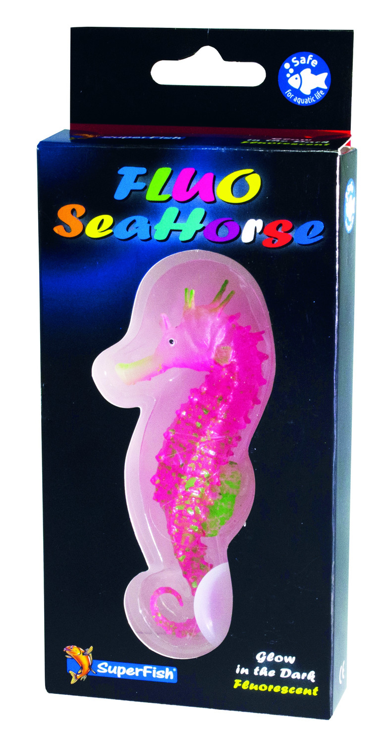 Superfish Fluo Seahorse 18x8x2.5 cm - Aquarium - Ornament - Rood