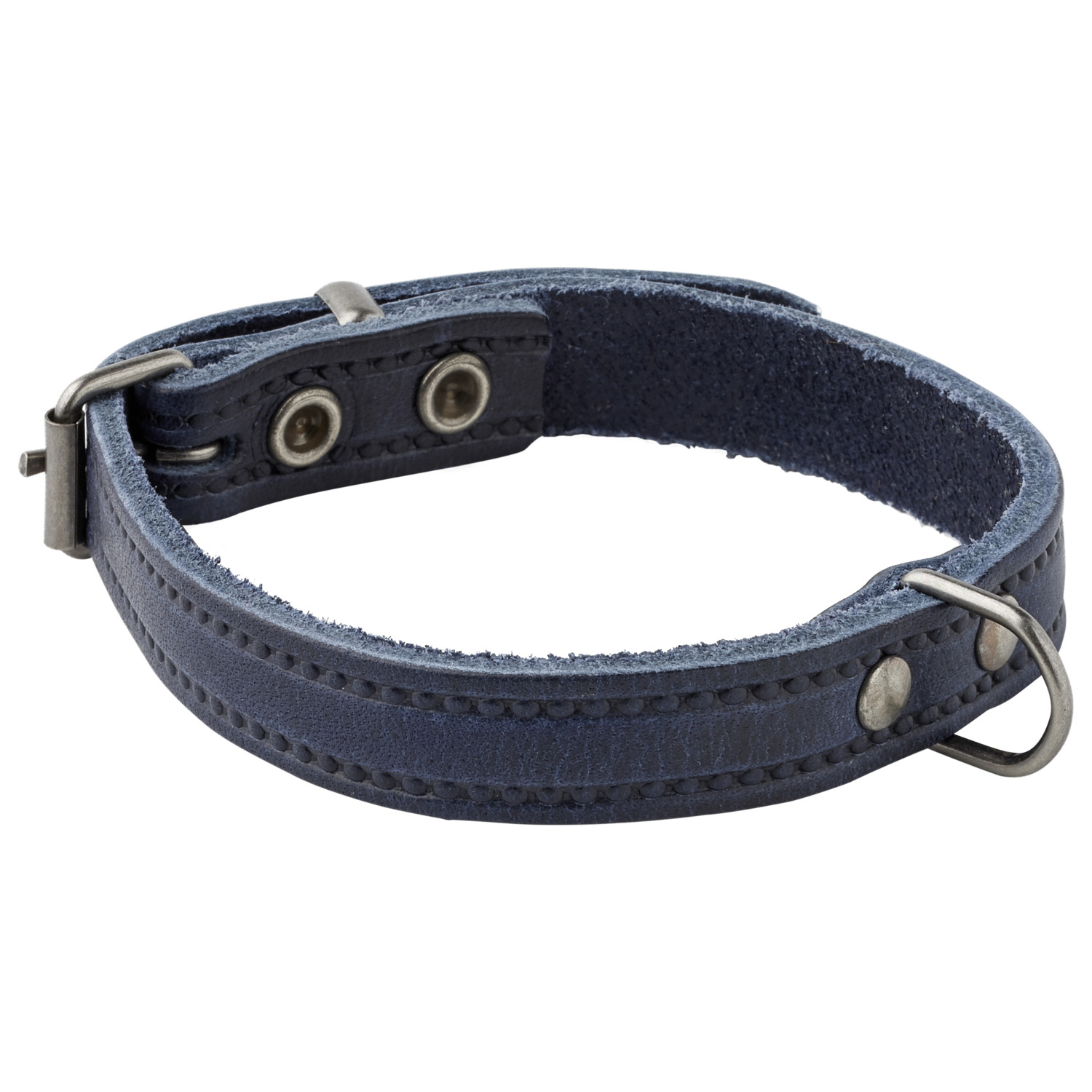Adori Halsband Italy Met Print Old Silver Blauw - Hondenhalsband - 18mmx45 cm