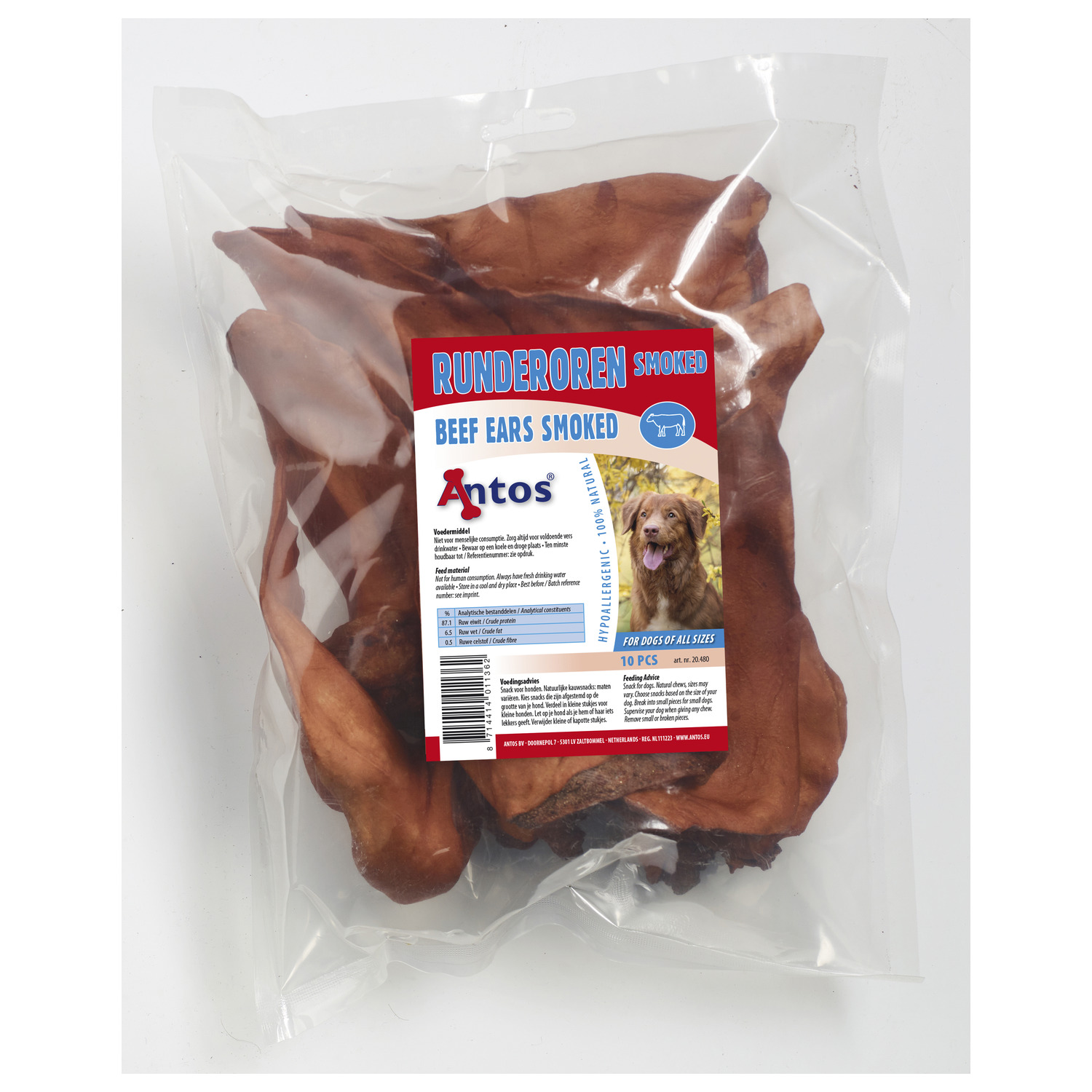 Antos Runderoor Smoked - Hondensnacks - Rund 280 g 10 stuks