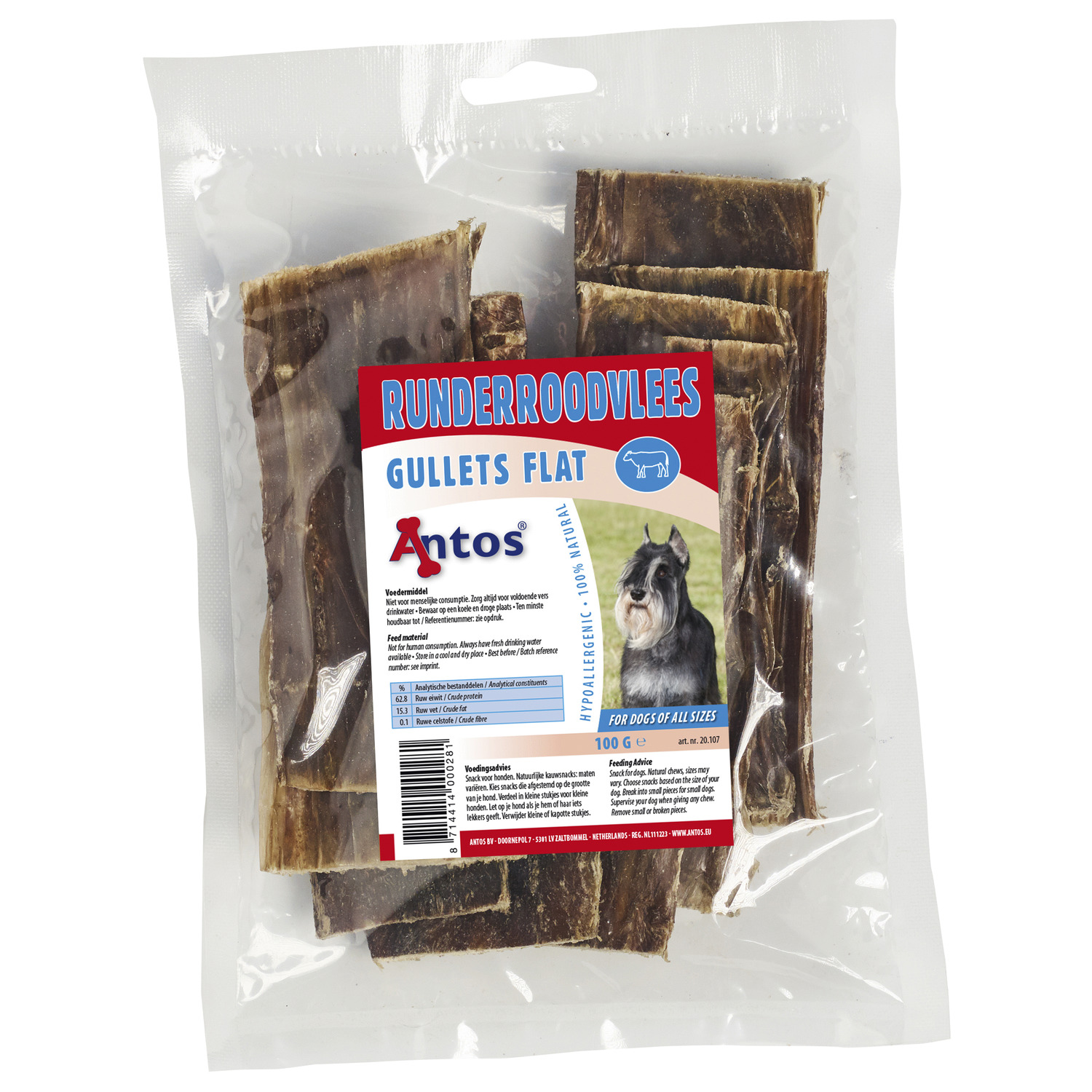 Antos Runderroodvlees Rund - Hondensnacks - 100 g