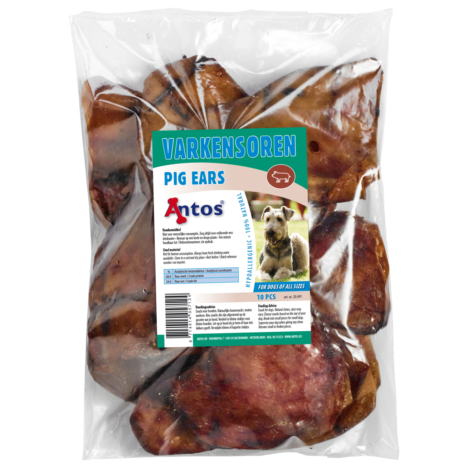 Antos Varkensoor Varken - Hondensnacks - 10 stuks