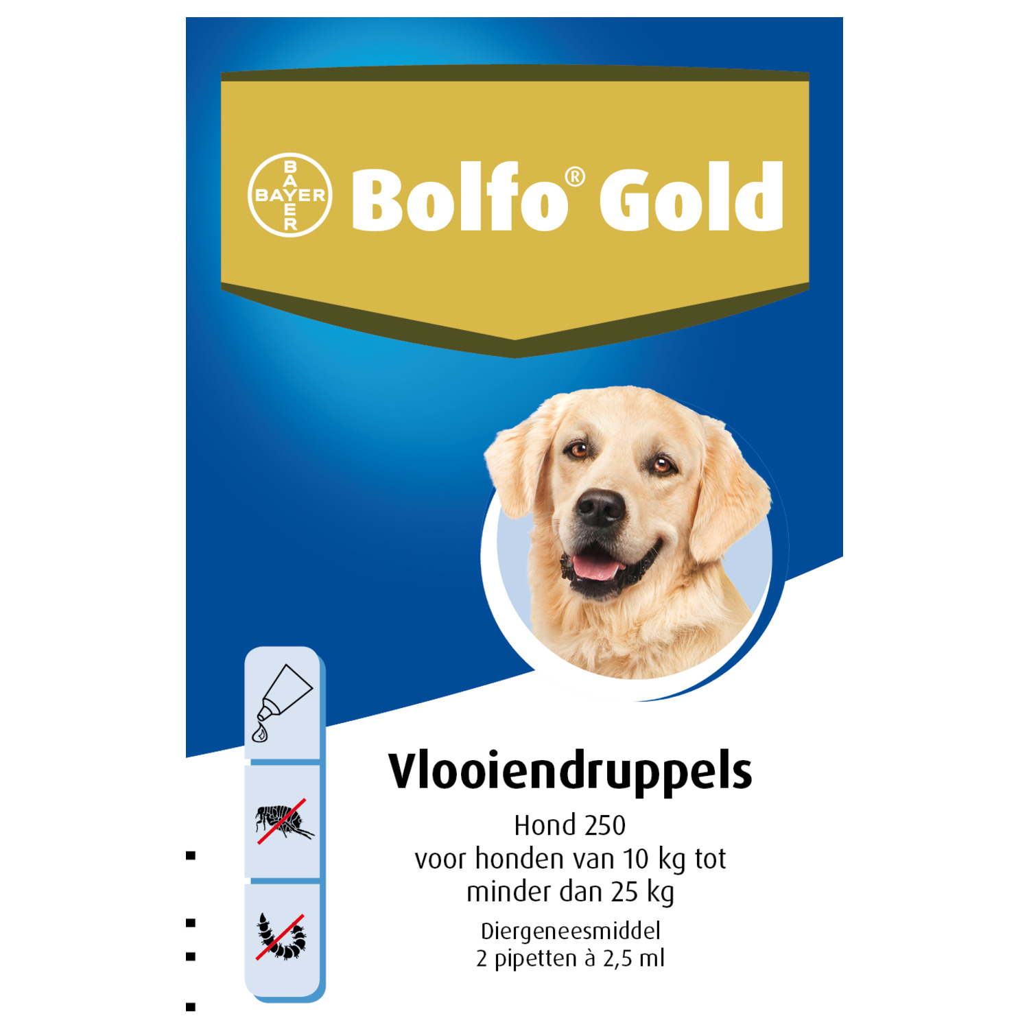 Bolfo Gold Hond 250 - Anti vlooienmiddel - 2 stuks 10 - 25 Kg