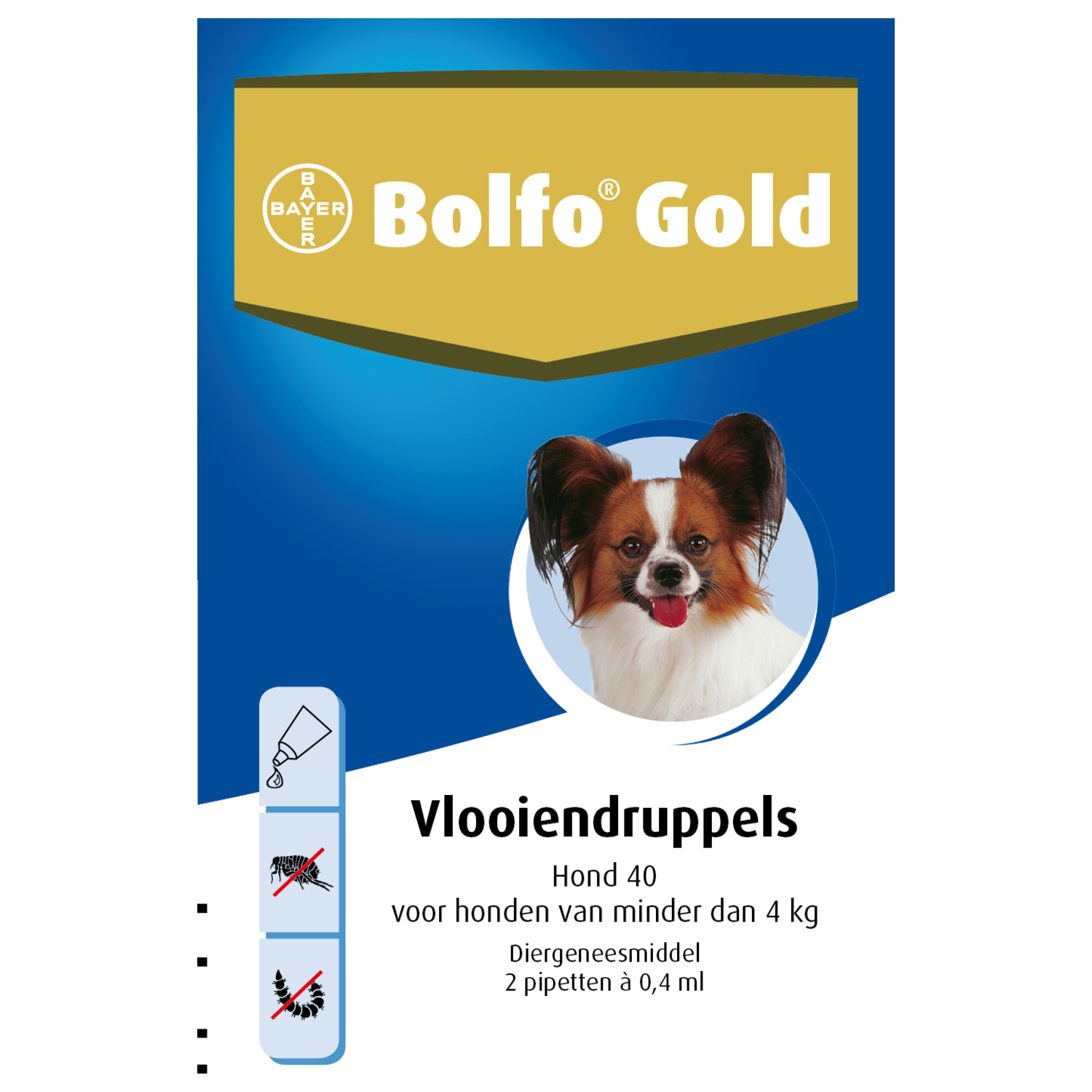 Bolfo Gold Hond 40 - Anti vlooienmiddel - 2 stuks 0 - 4 Kg