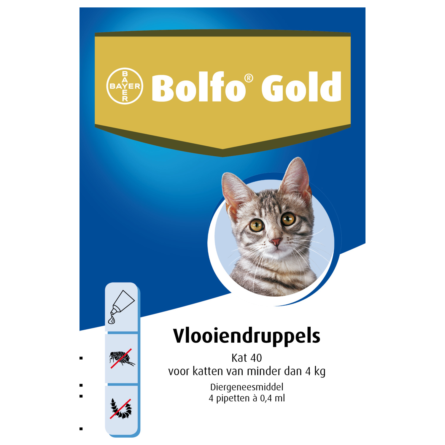Bolfo Gold Kat 40 - Anti vlooienmiddel - 4 stuks 0 - 4 Kg