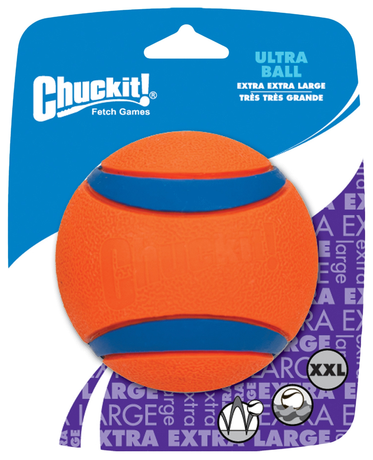 Chuckit Ultra Ball - Hondenspeelgoed - 10 cm Oranje Blauw Xxl