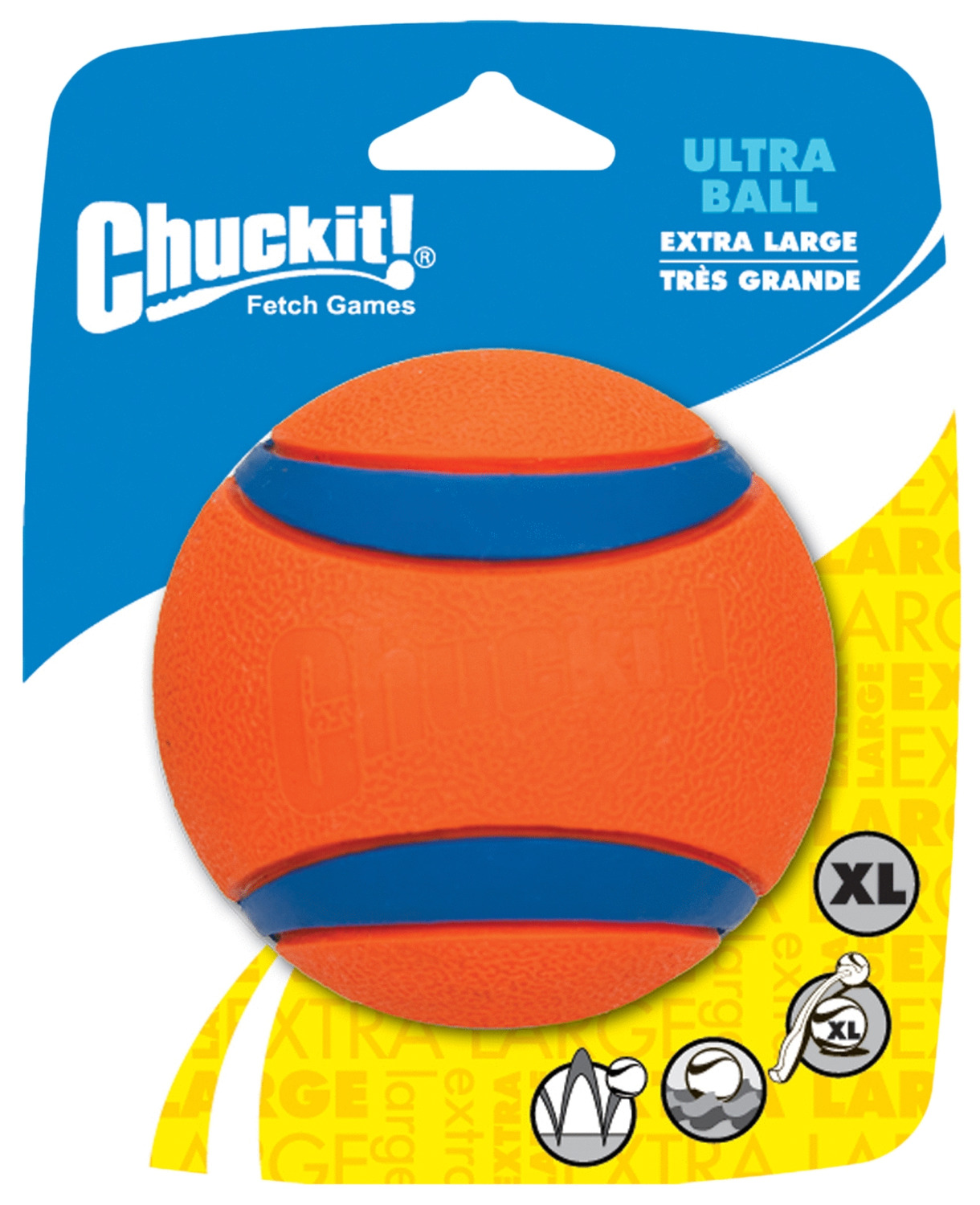 Chuckit Ultra Ball - Hondenspeelgoed - 9 cm Oranje Blauw Xl