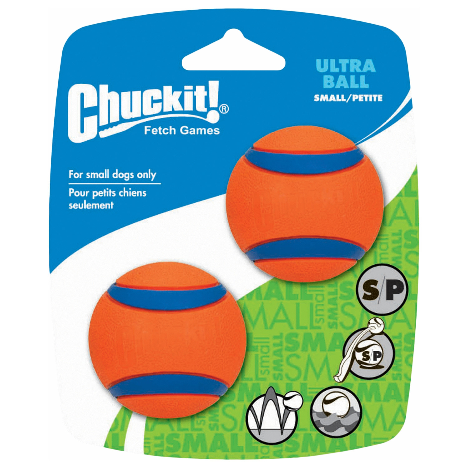 Chuckit Ultra Ball S 2 Pack - Hondenspeelgoed - 5 cm Oranje Small