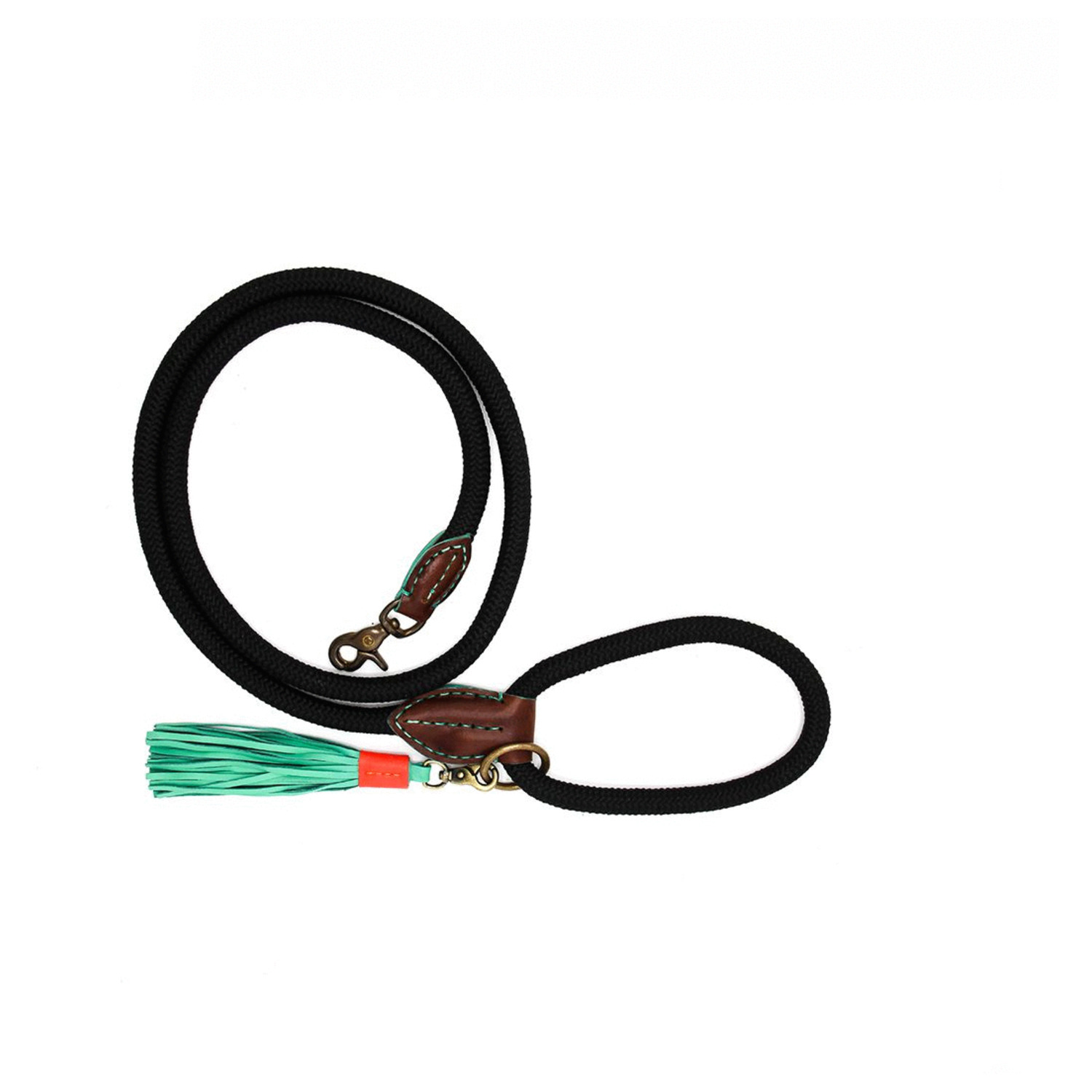 Dwam Looplijn Sand Touw - Hondenriem - 165x1 cm Zwart Bruin S