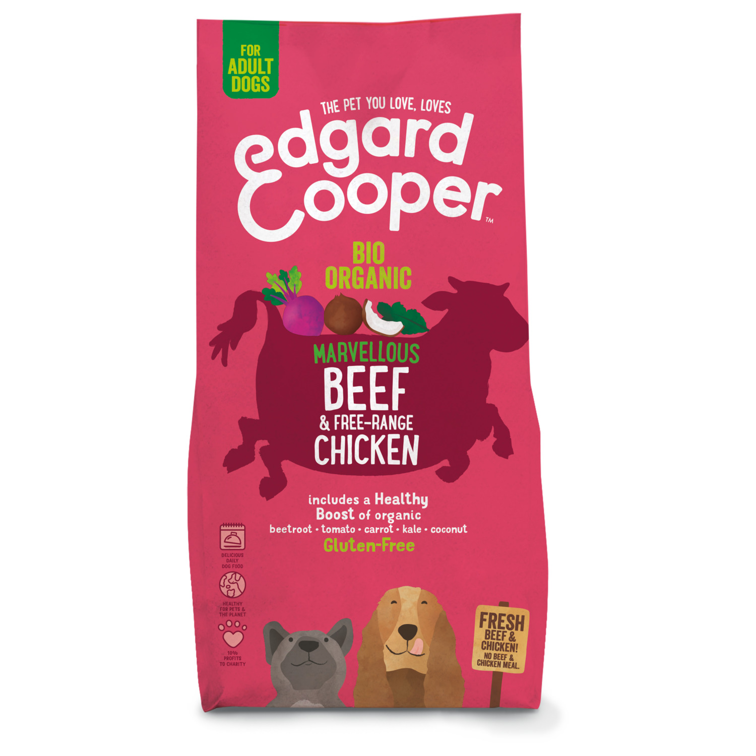 Edgard&Cooper Bio Organic Beef Adult Rund&Kip&Rode Biet - Hondenvoer - 7 kg Biologisch