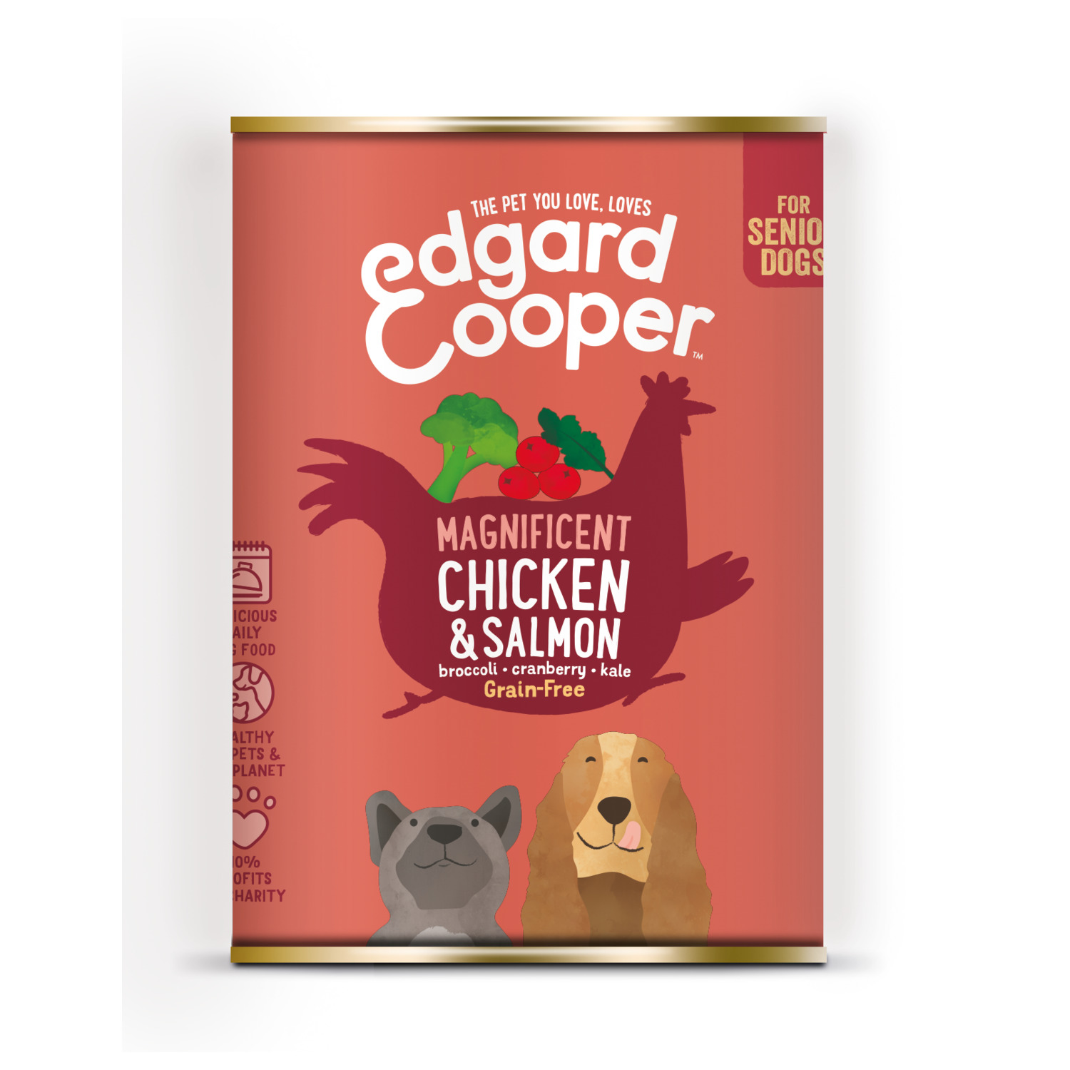 Edgard&Cooper Blik Chicken Salmon Senior - Hondenvoer - Kip Zalm Broccoli 400 g Graanvrij