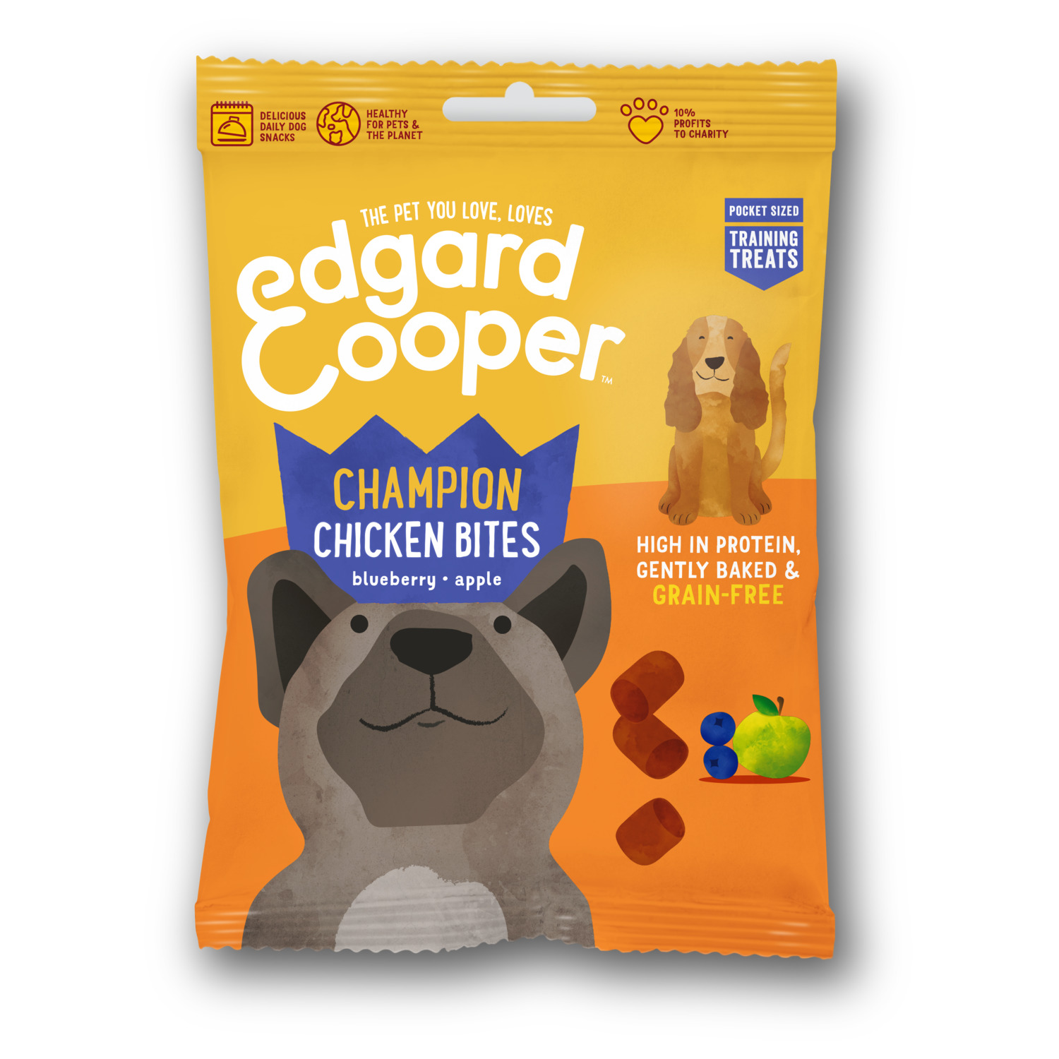 Edgard&Cooper Chicken Bites - Hondensnacks - Kip Bosbessen Appel 50 g
