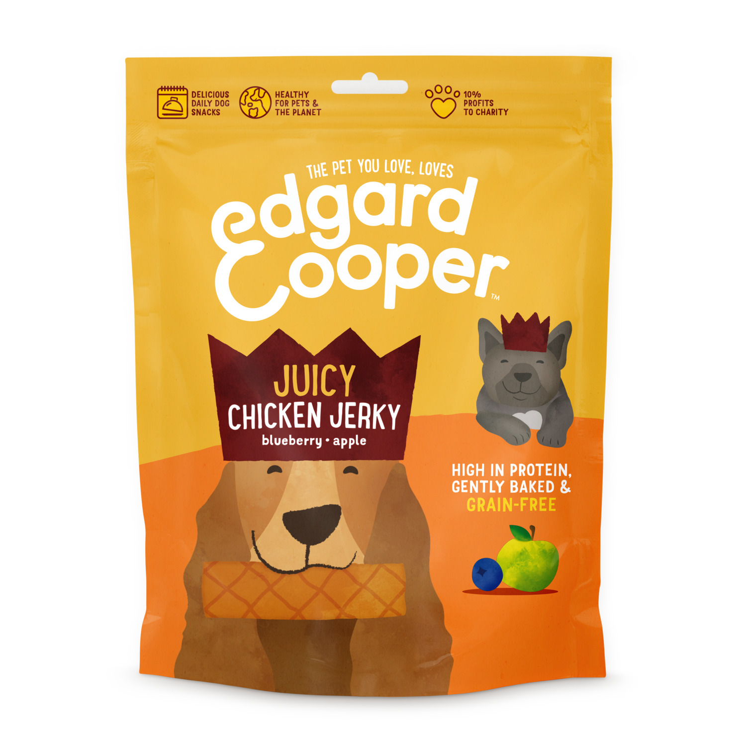 Edgard&Cooper Chicken Jerky - Hondensnacks - Kip Bosbessen Appel 150 g
