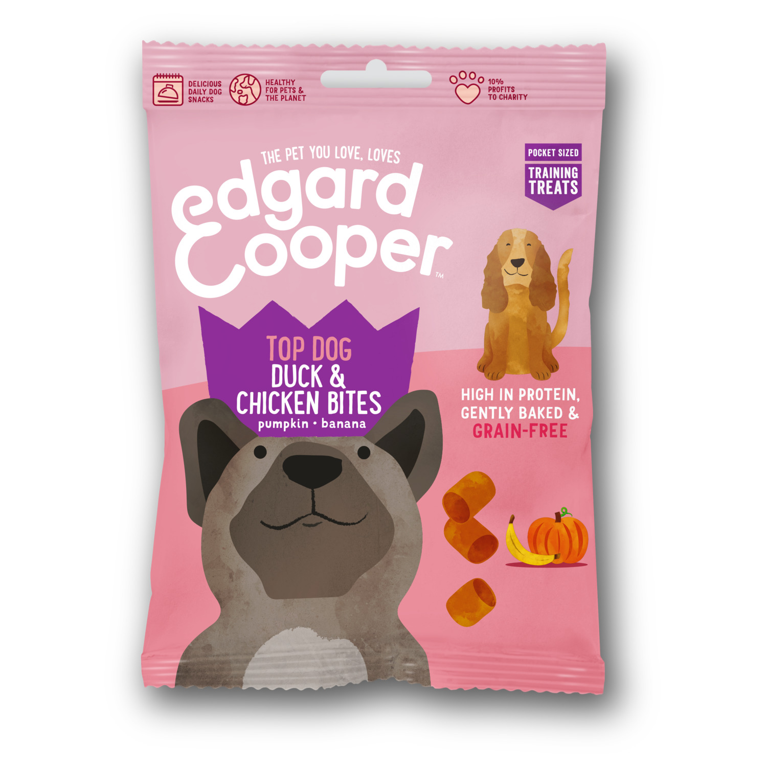 Edgard&Cooper Duck & Chicken Bites - Hondensnacks - Eend Kip Pompoen 50 g