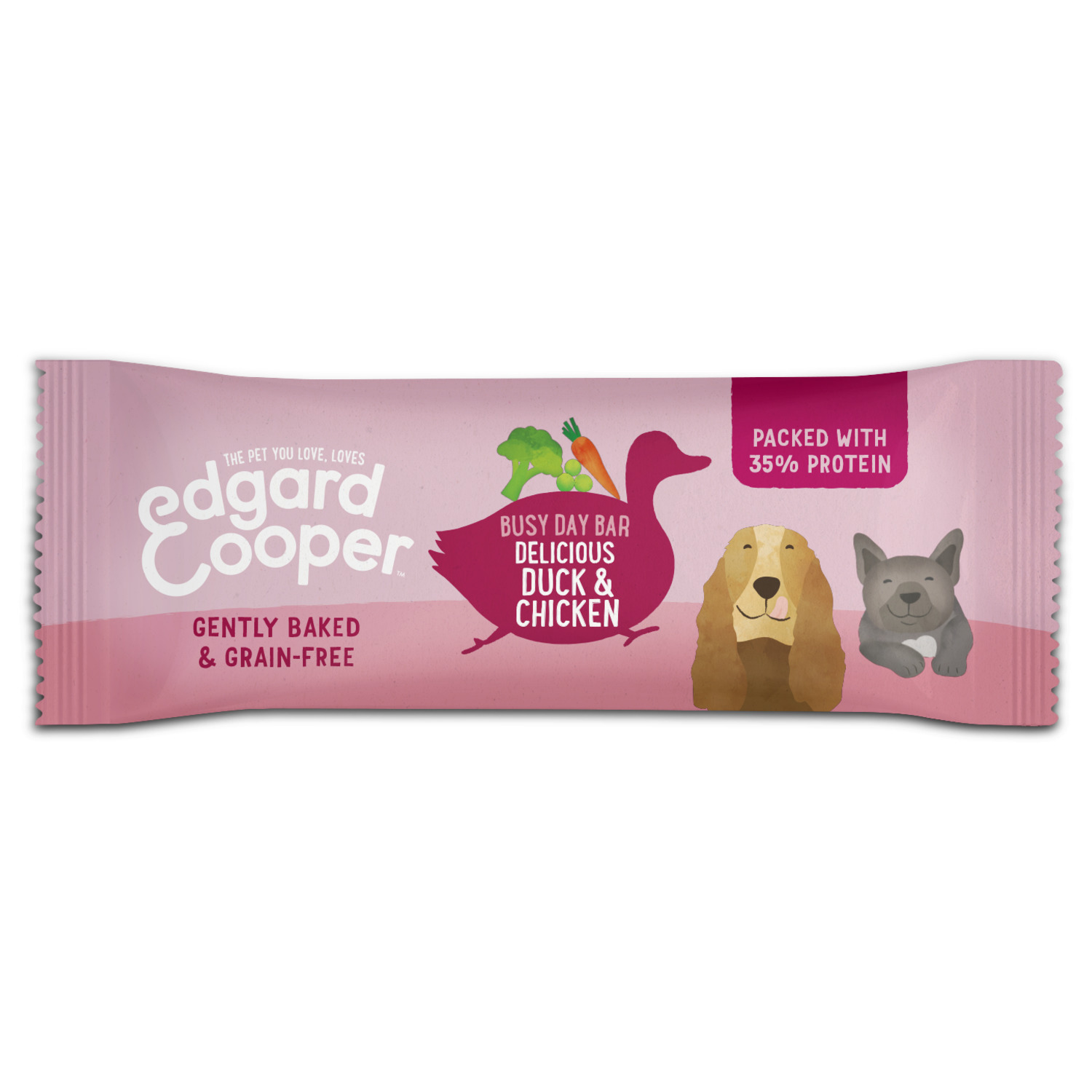 Edgard&Cooper Duck & Chicken Busy Day Bar - Hondensnacks - Eend Kip Groente 25 g