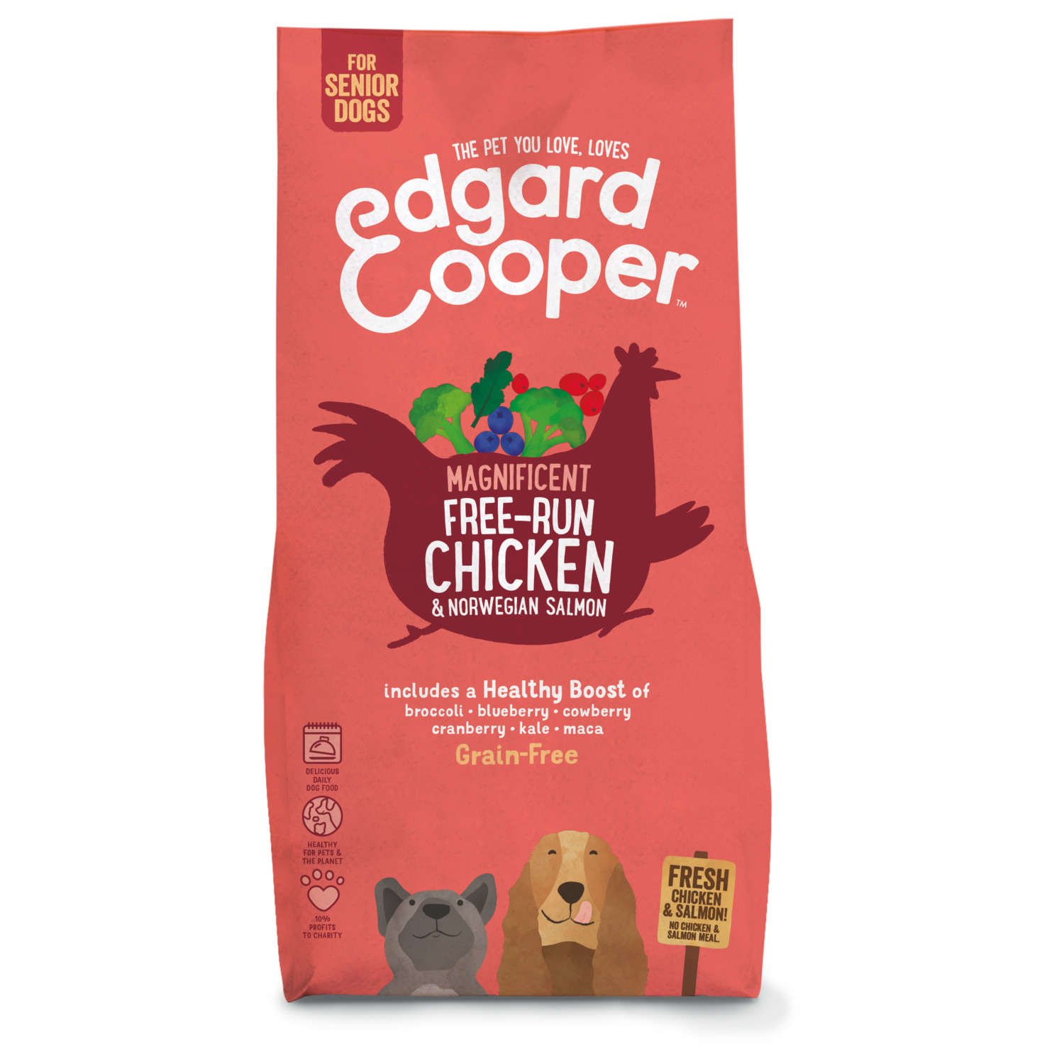 Edgard&Cooper Free-Run Chicken Senior Kip&Zalm&Broccoli - Hondenvoer - 12 kg Graanvrij