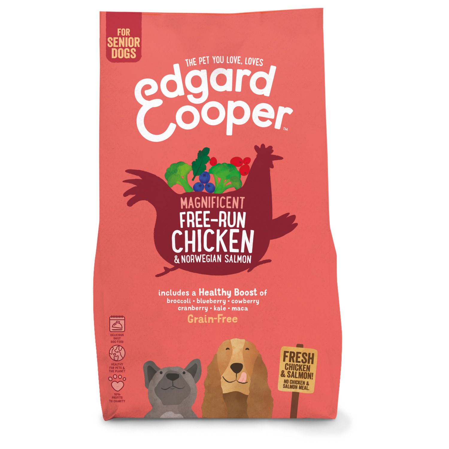 Edgard&Cooper Free-Run Chicken Senior Kip&Zalm&Broccoli - Hondenvoer - 2.5 kg Graanvrij