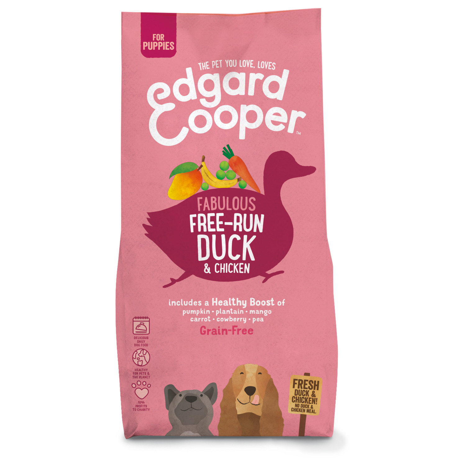Edgard&Cooper Free-Run Duck Puppy Eend&Kip&Banaan - Hondenvoer - 12 kg Graanvrij