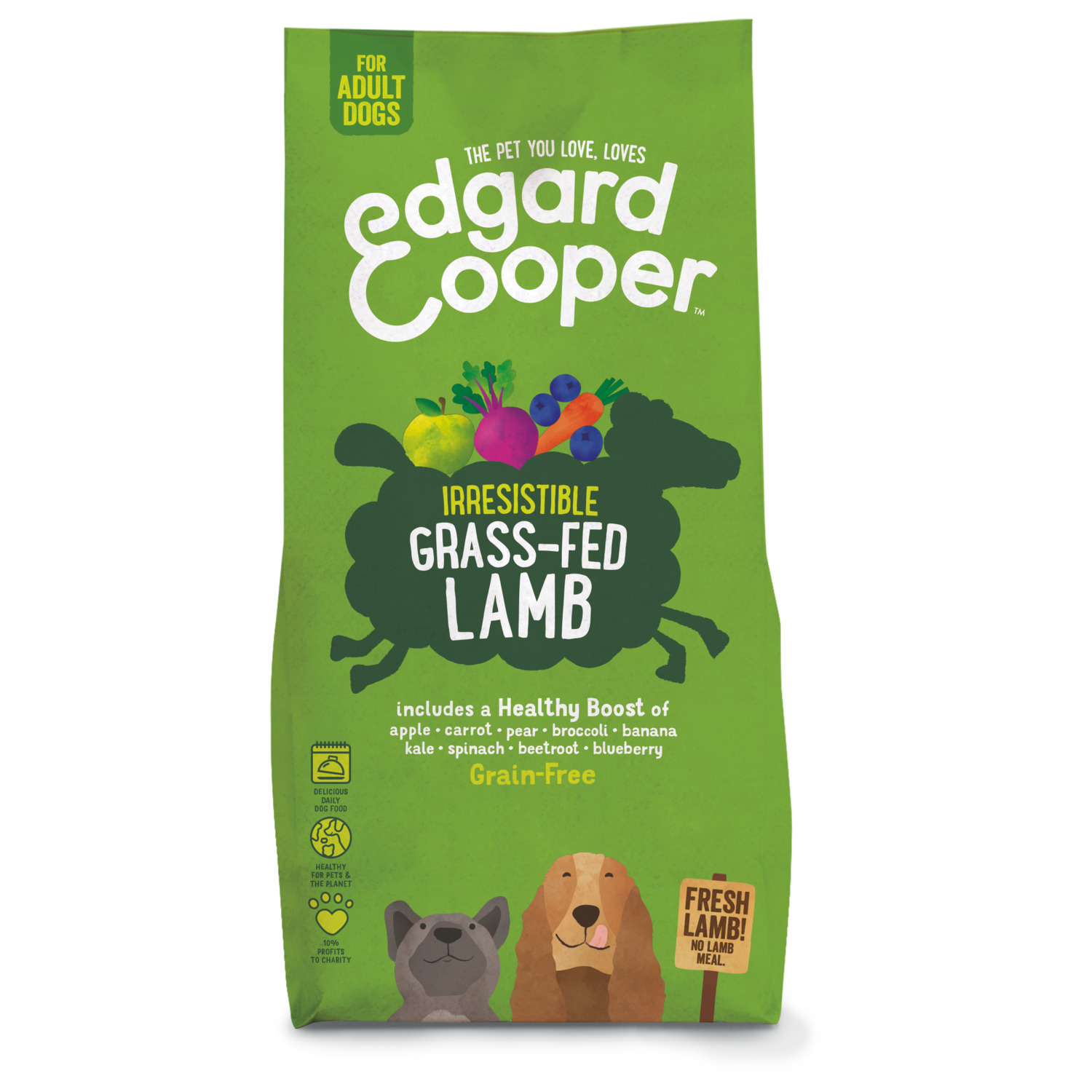 Edgard&Cooper Irresistible Grass-Fed Lamb Adult Lam&Appel&Wortel - Hondenvoer - 12 kg