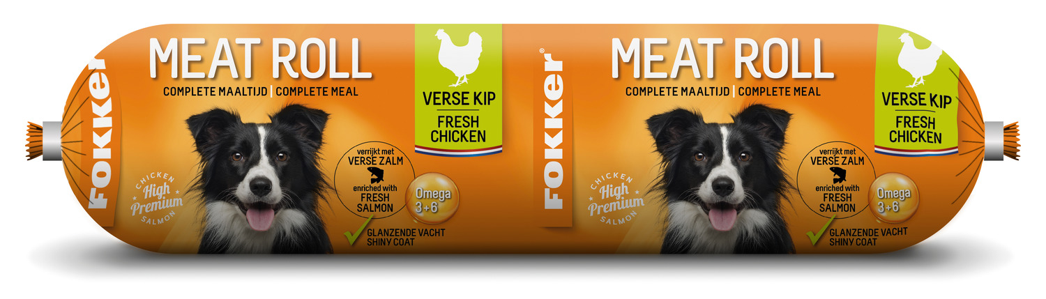 Fokker Meatroll - Hondenvoer - Kip Zalm 350 g