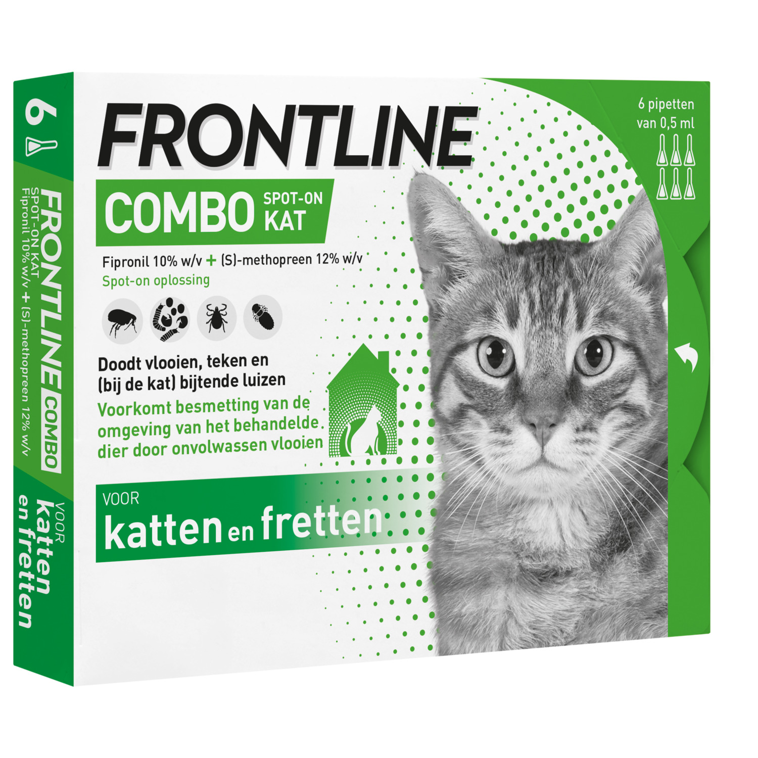 Frontline Combo Spot On Kat - Anti vlooien en tekenmiddel - 6 pip