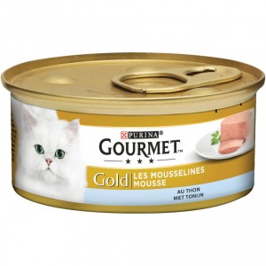 Gourmet Gold mousse met tonijn kattenvoer (blik 85 g) 2 trays (48 x 85 gr)