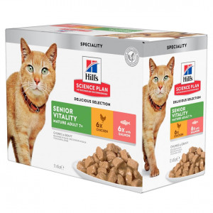 Hill's Mature Adult Senior Vitality nat kattenvoer combipack 12x85g 12 x 85 gr