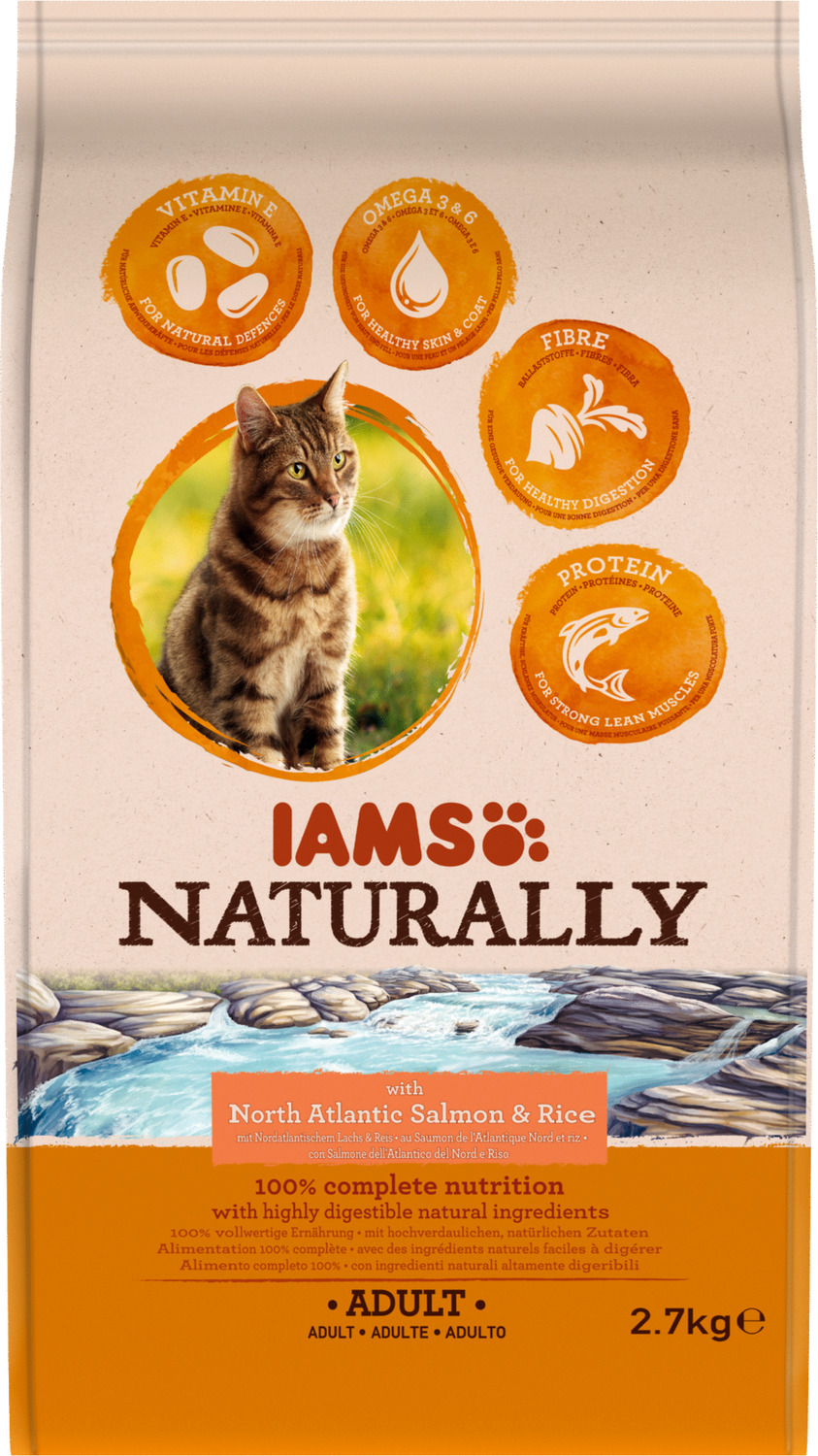 Iams Naturally Cat Adult Zalm&Rijst - Kattenvoer - 2.7 kg