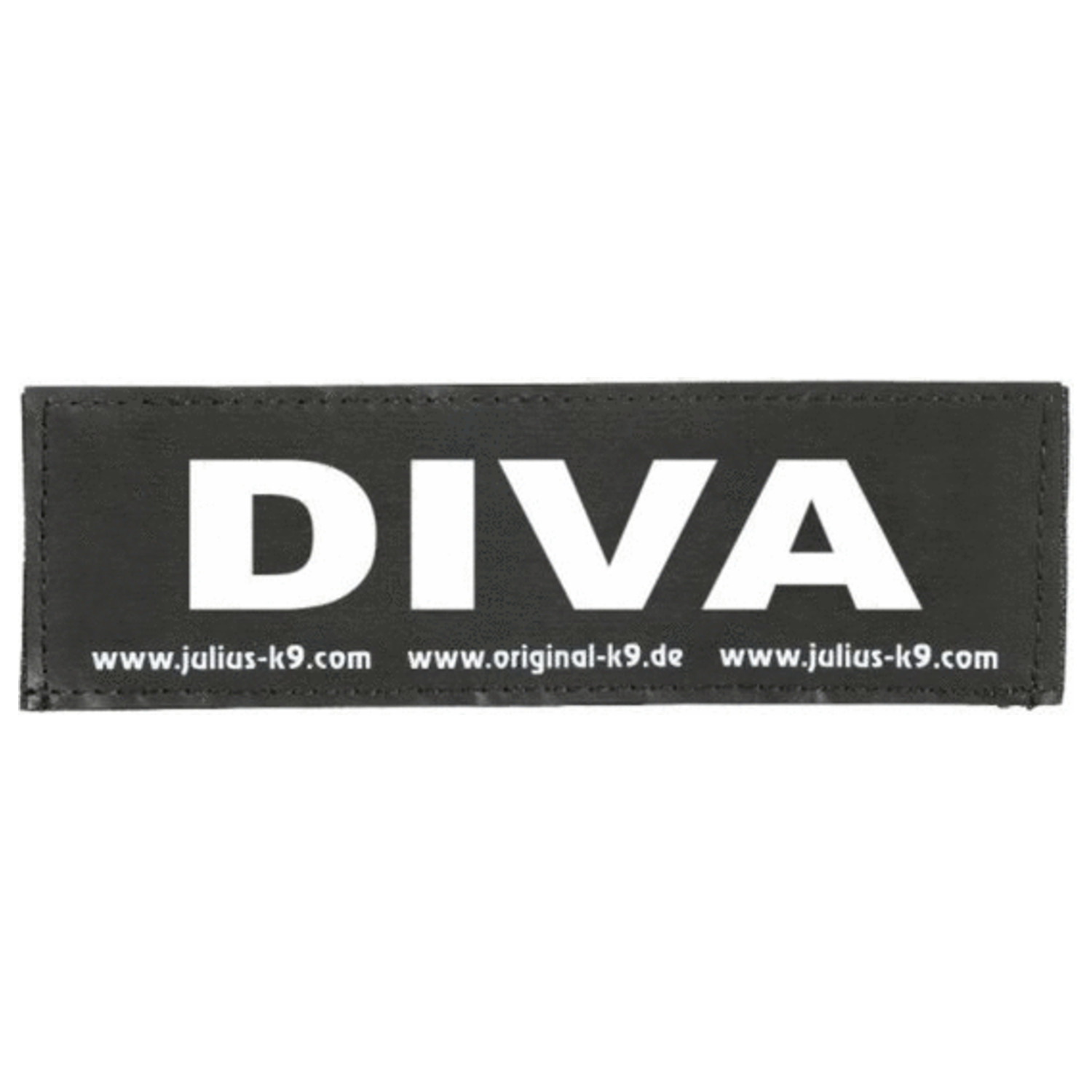 Julius-K9 Klittenband Tekstlabel Diva - Hondenharnas - 11x3 cm Zwart Small