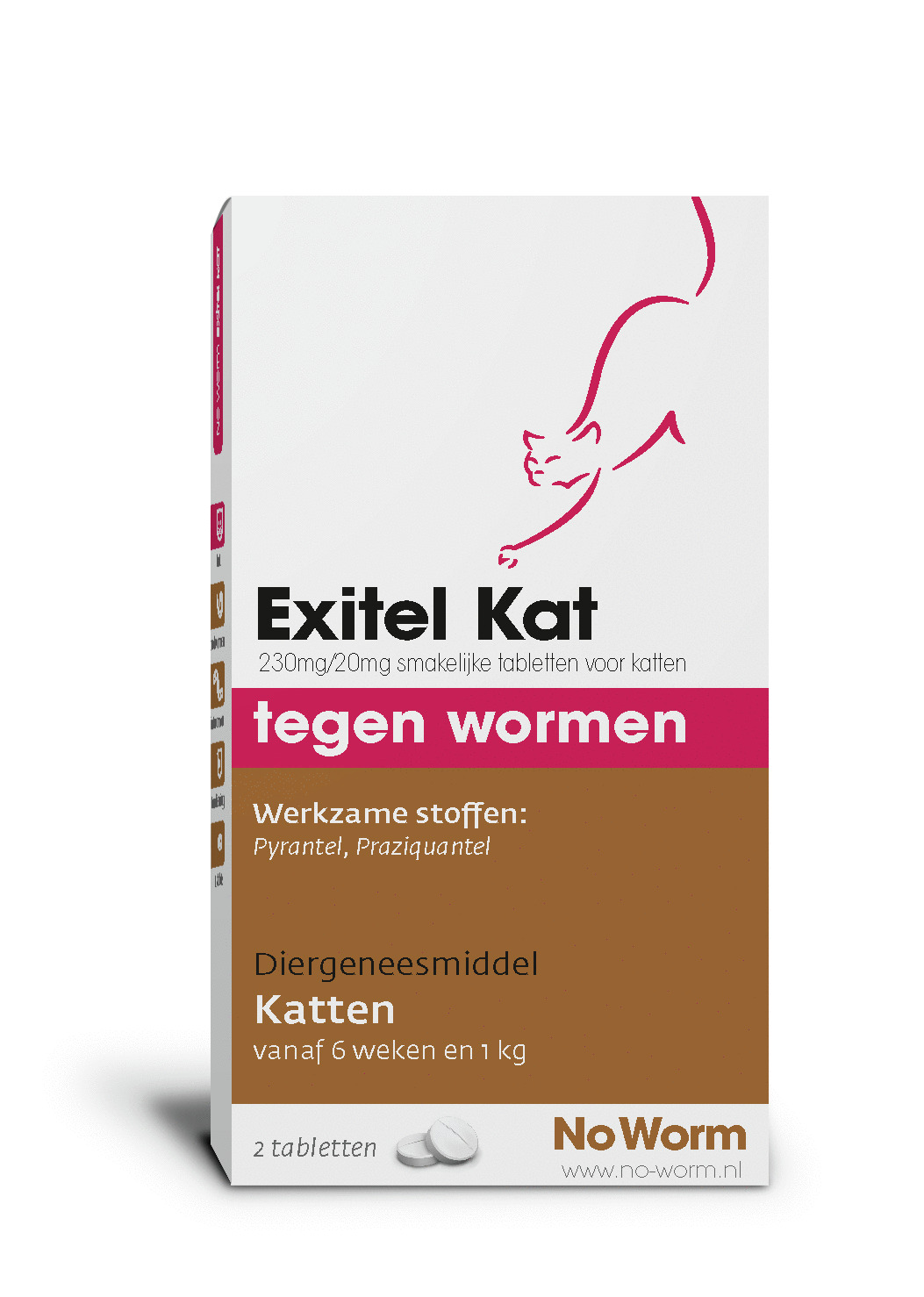 No Worm Exitel Kat - Anti wormenmiddel - 2 tab Vanaf 1 Kg Vanaf 6 Weken