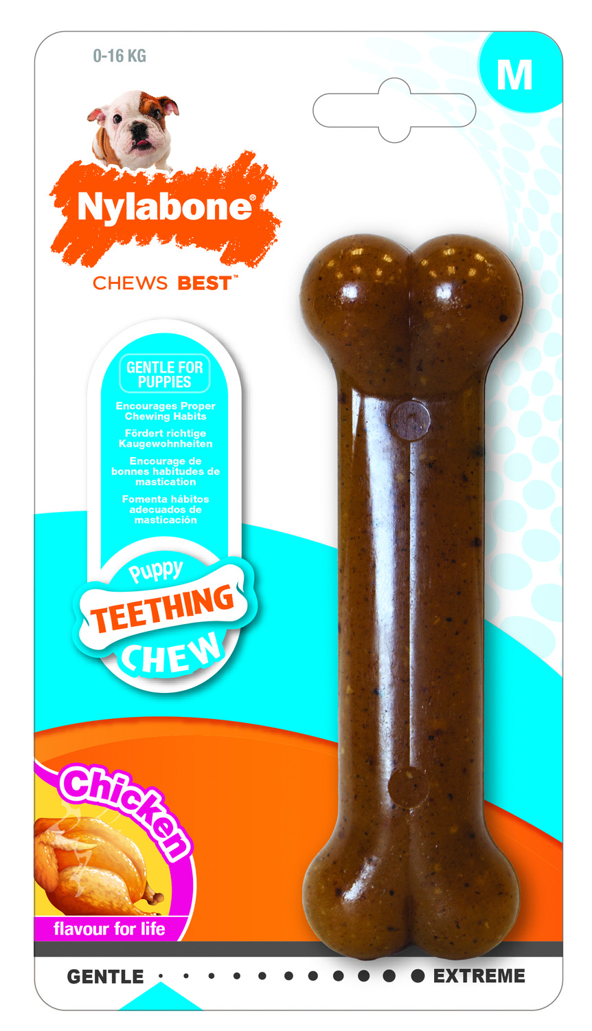 Nylabone Puppy Bone Flexible Bruin - Hondenspeelgoed - Medium Tot 16kg