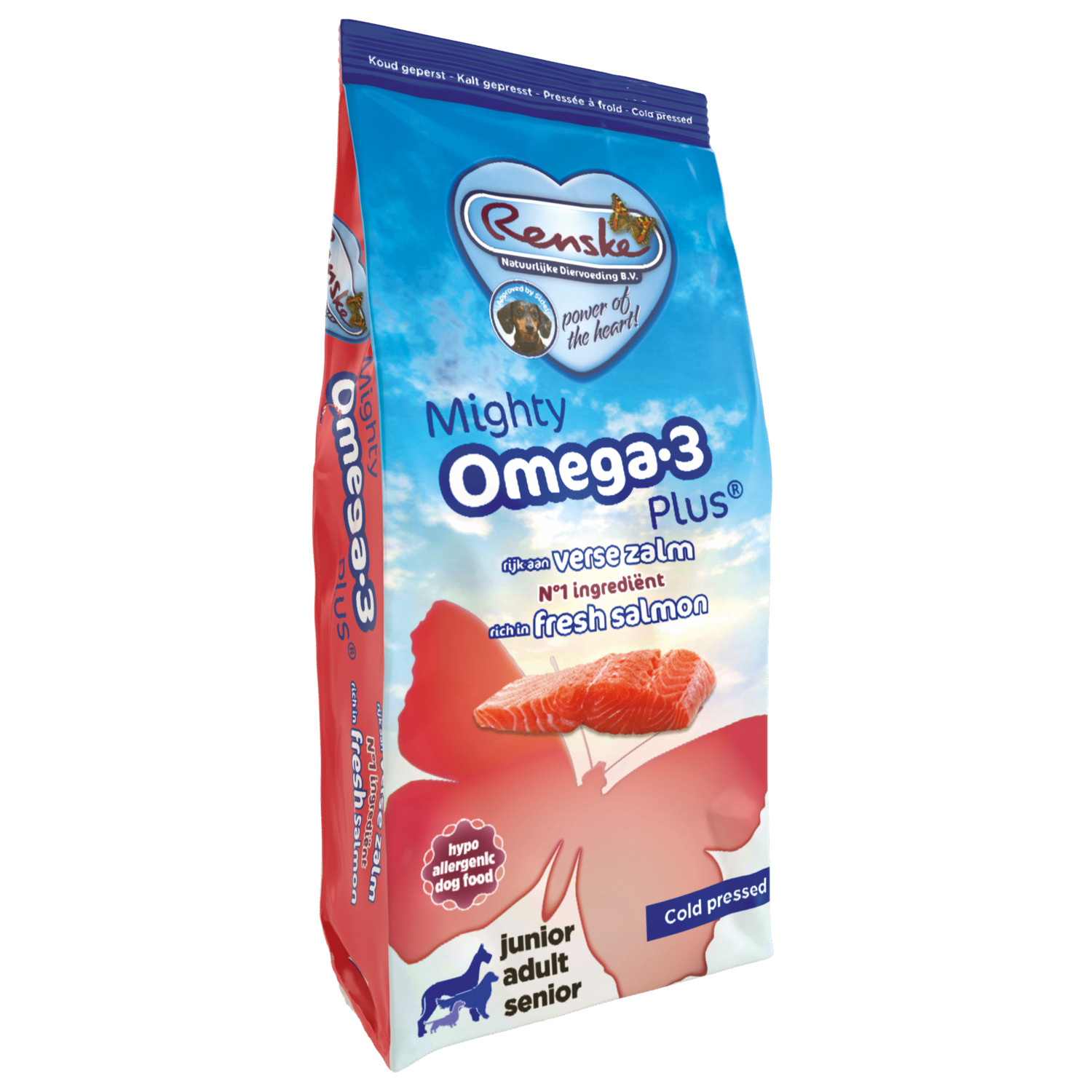 Renske Mighty Omega Plus Adult Geperst Zalm - Hondenvoer - 3 kg