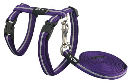 Rogz Alleycat Tuigje Met Looplijn Paars - Kattenharnas - 11.9x21.5 cm