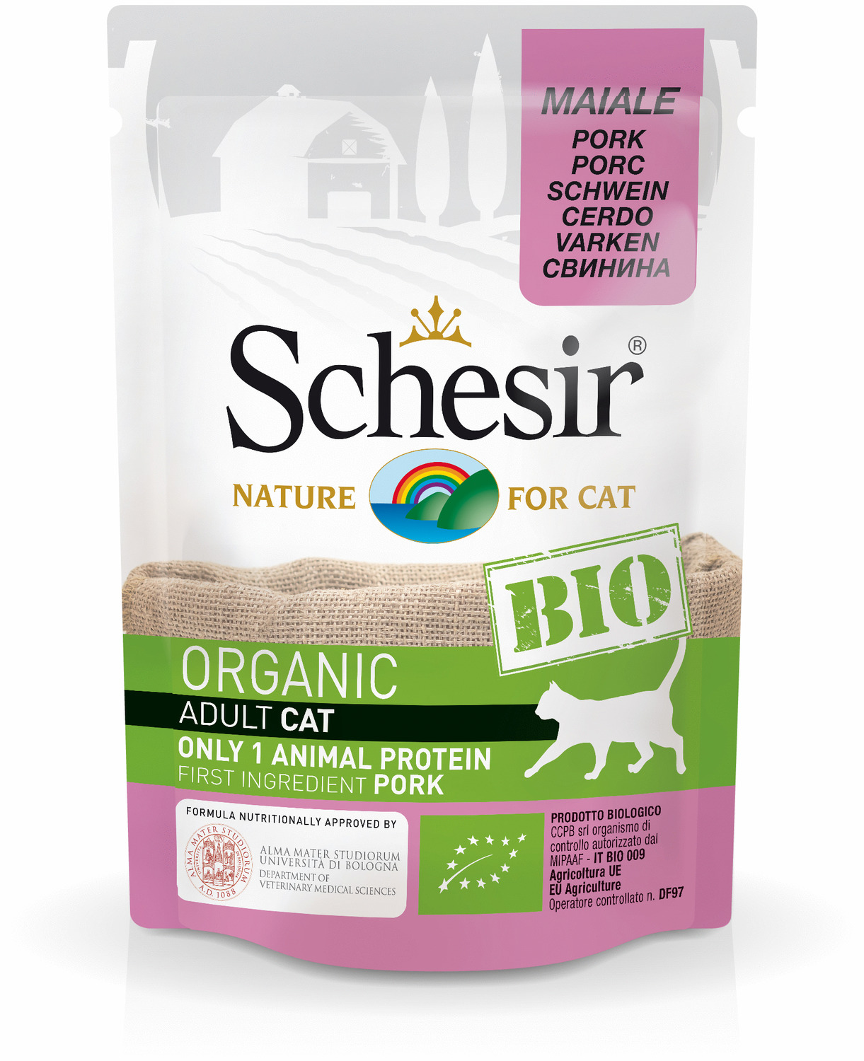Schesir Kat Bio Maaltijdzakjes Paté 85 g - Kattenvoer - Varken
