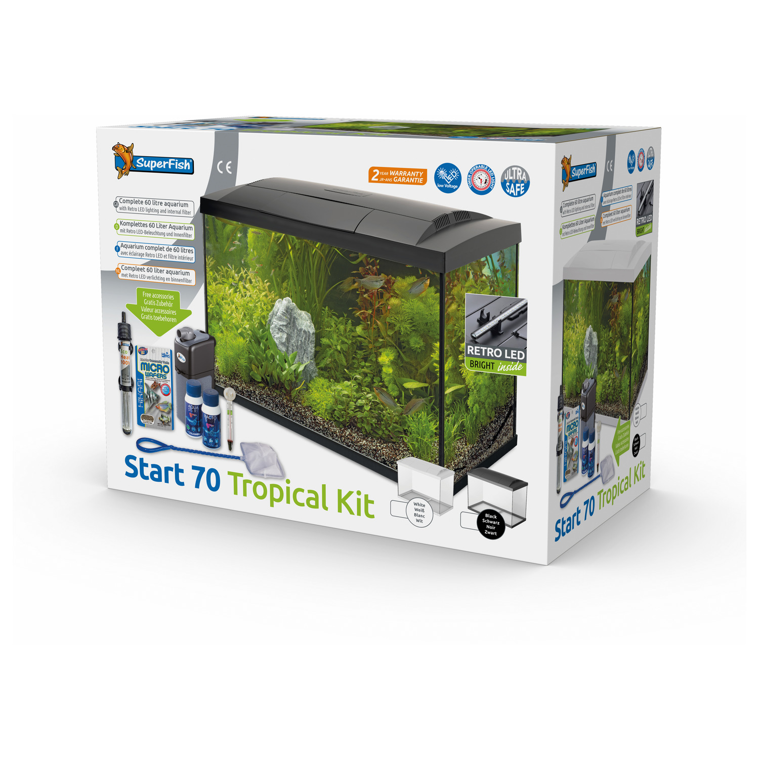 Superfish Aquarium Start 70 Tropical Kit Retro Led 70 l - Aquaria - Wit