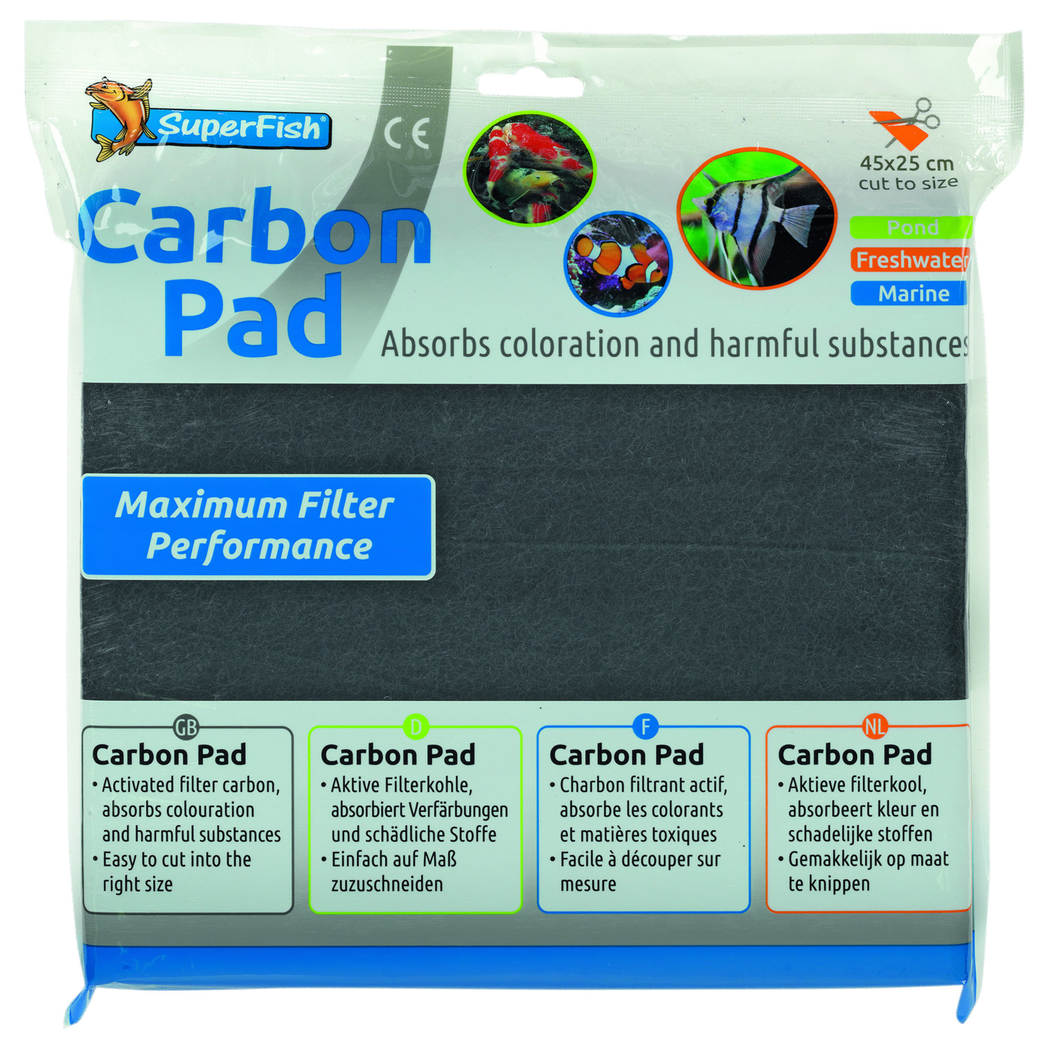 Superfish Carbon Pad - Filtermateriaal - 45x25 cm