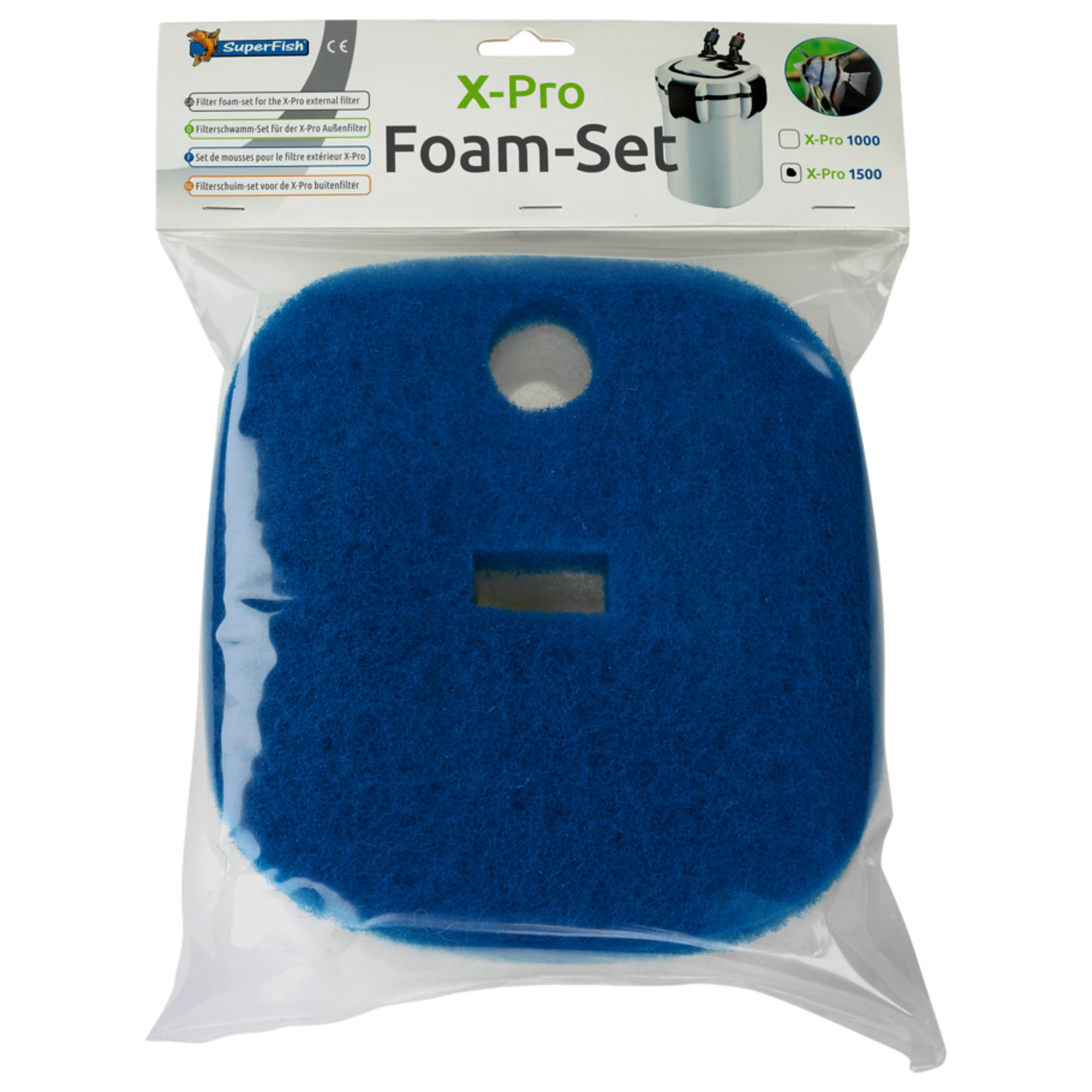 Superfish X Pro Aquarium Buitenfilter 1500 Schuimset - Filtermateriaal - Blauw Wit 3 stuks