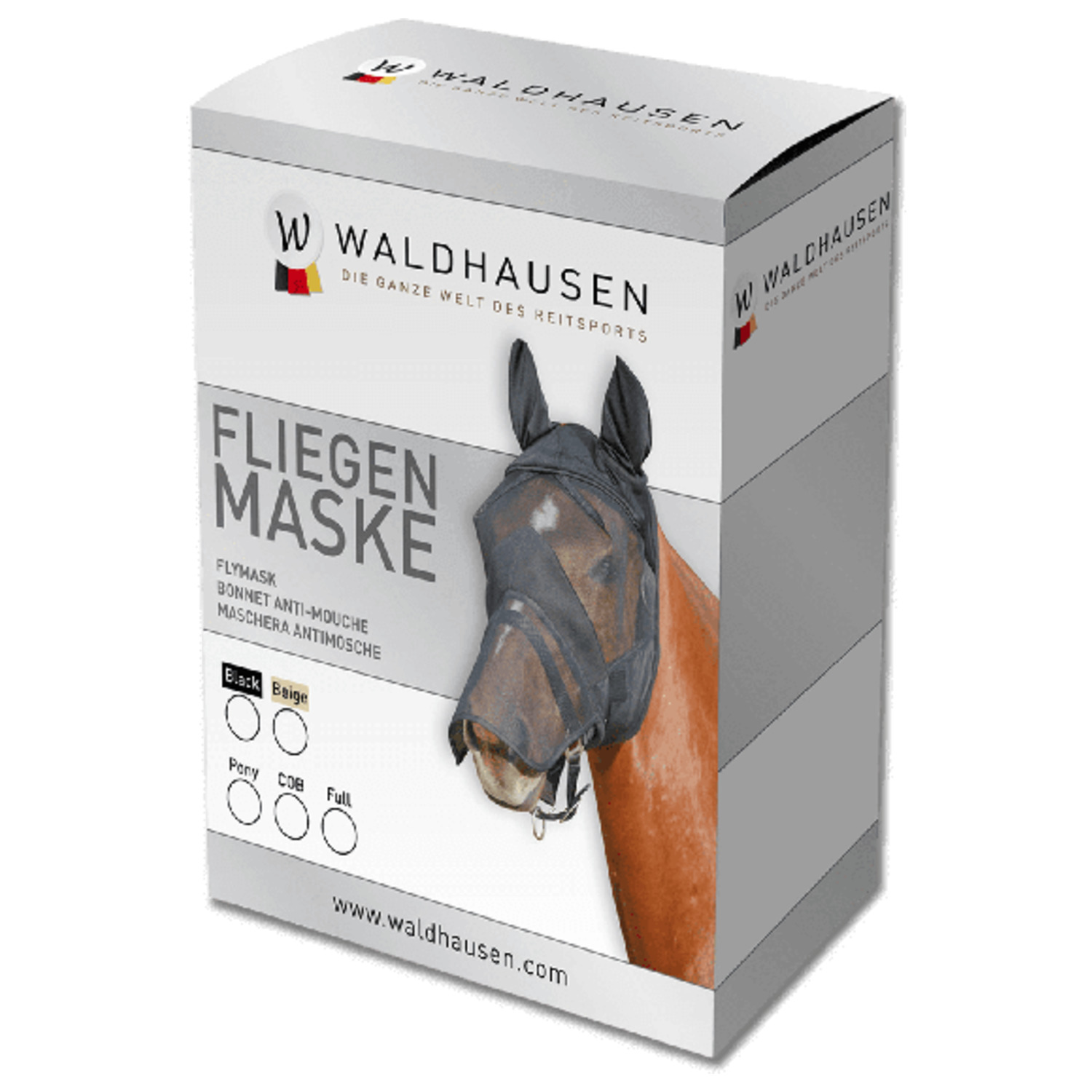 Waldhausen Luxe Vliegenmasker Met Oren En Neus Zwart - Anti insect - Cob