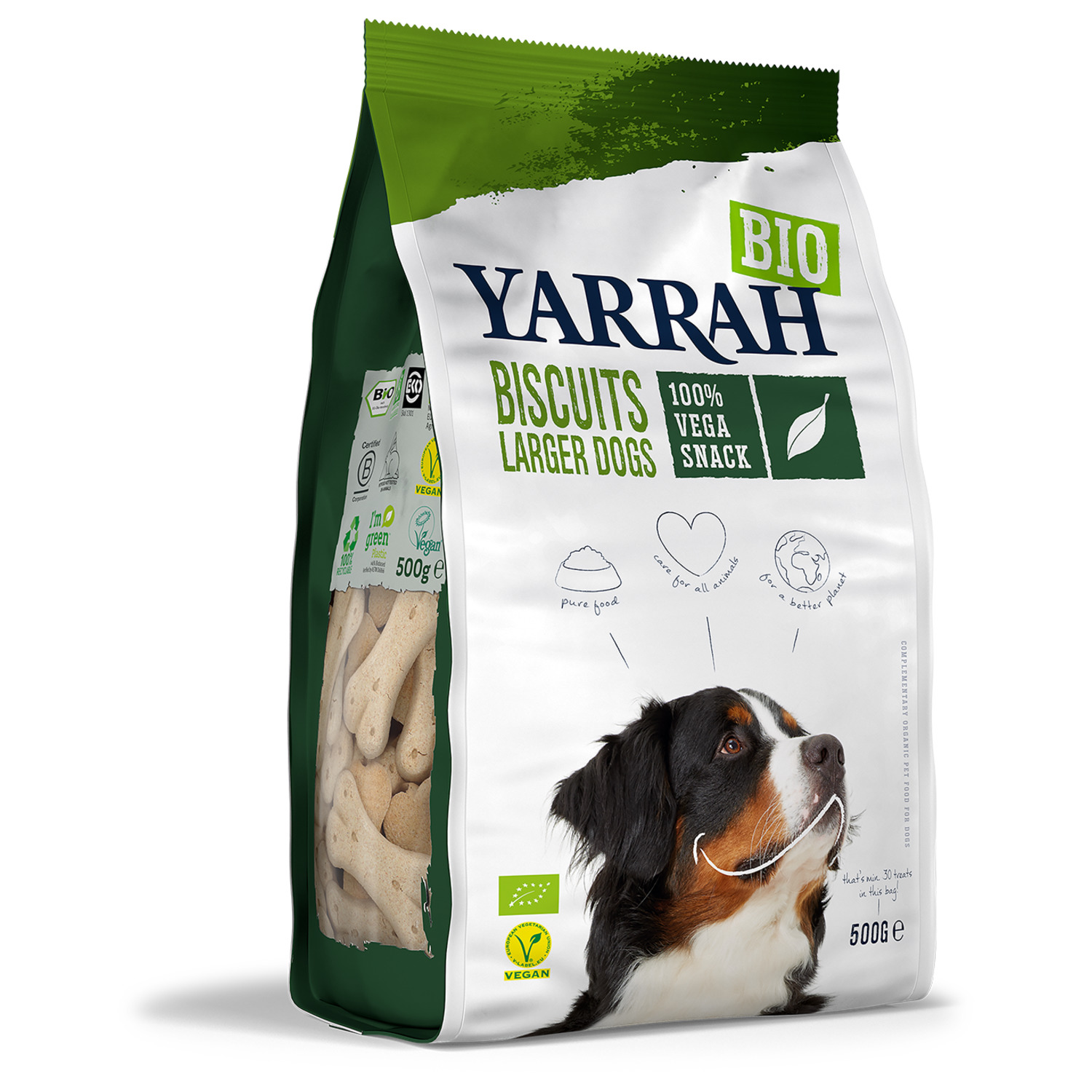 Yarrah Bio Biscuits Larger Dogs - Hondensnacks - 500 g Vegetarisch