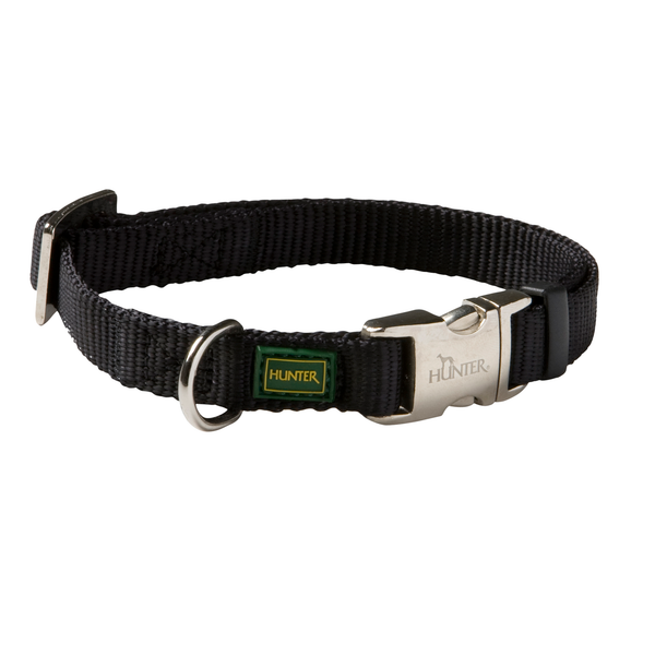 Hunter Klikhalsband Alu Nylon Soft Zwart - Hondenhalsband - 30-45x1.5 cm