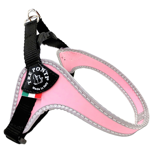 Tre Ponti Fibbia Basic Tuig Roze&Reflecterend - Hondenharnas - 35 - 49 cm